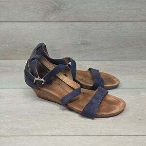 Sofft Women Suede Open Toe Wedge Sandals Shoes Sz 8.5M